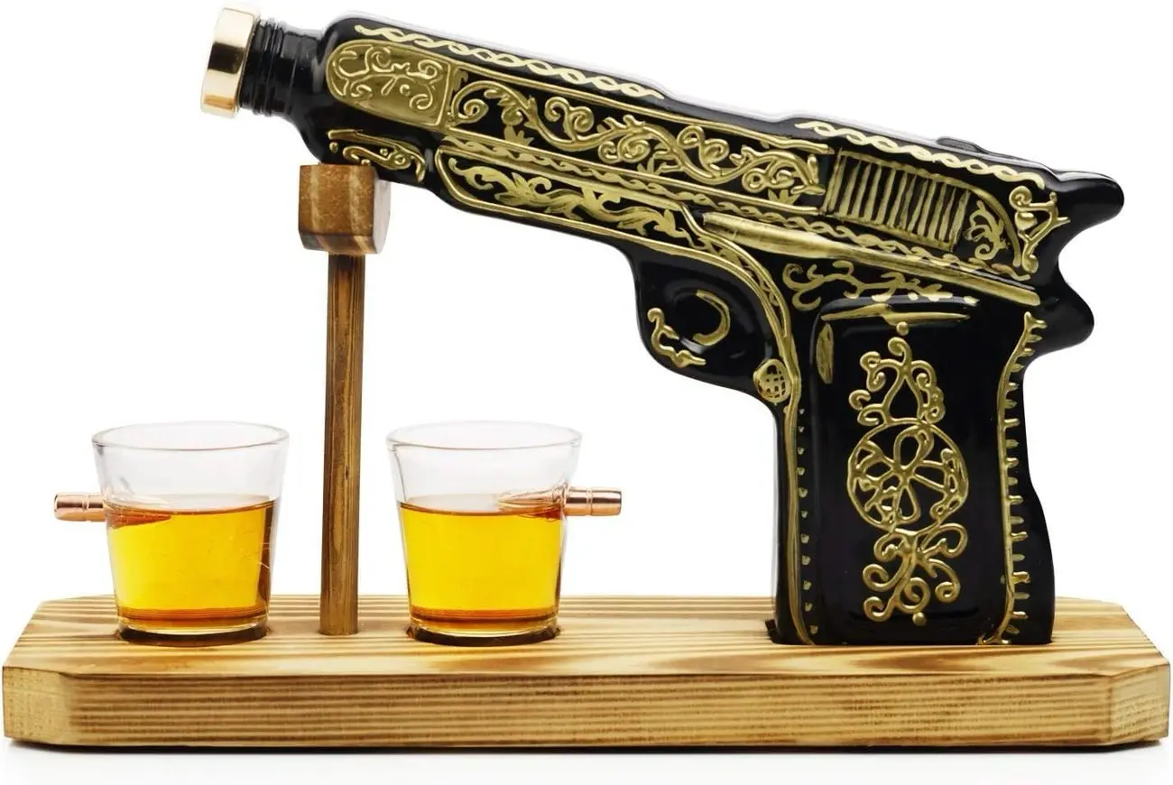 Pistol Decanter with Shot Glasses