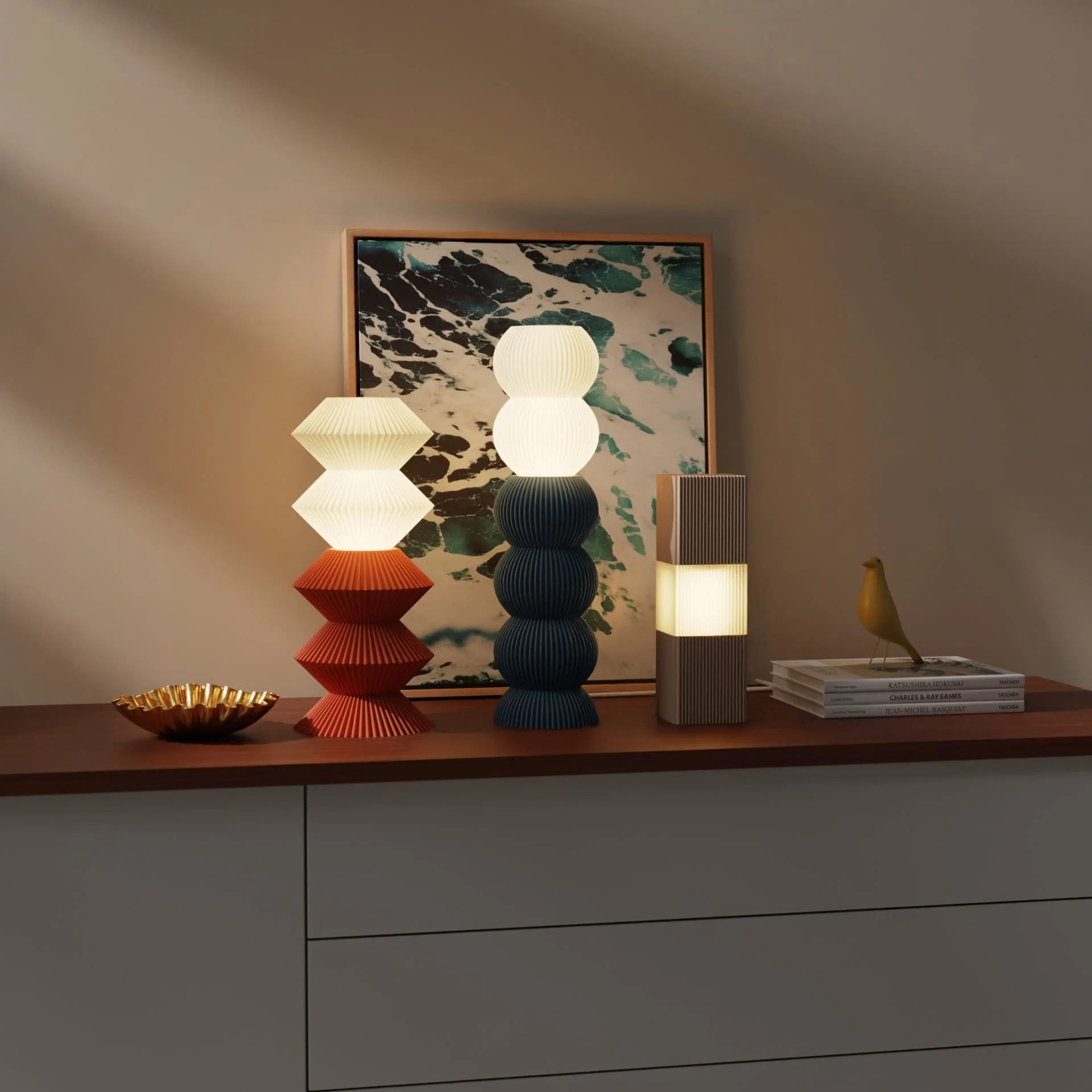 Melt Mod 3D printed modular lamps