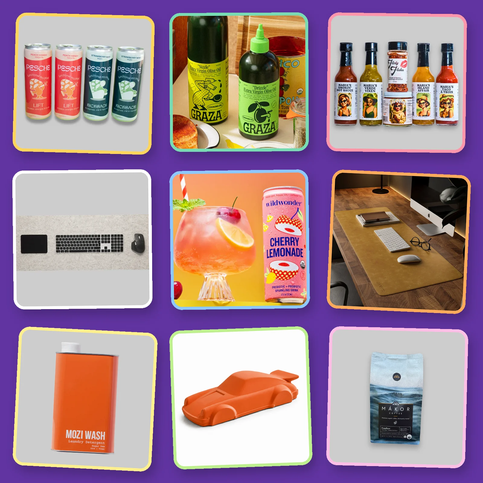 Grid of emerging brand products featured on Previewer